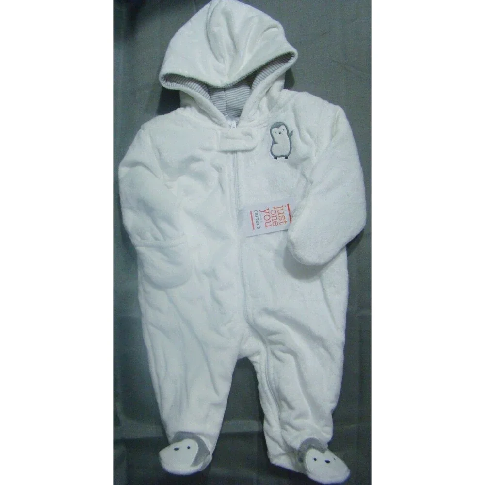 Carters Winter Bunting Snowsuit Baby 3m Pram Penguin Hooded One Piece Warm Soft